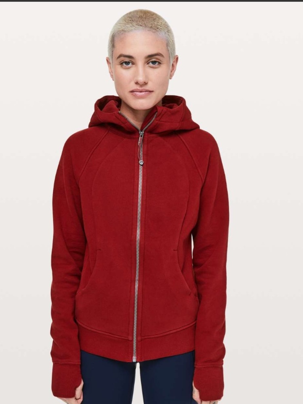 #1022 Lululemon Scuba Hoodie Light Cotton Fleece Dark Sport Red Size 6